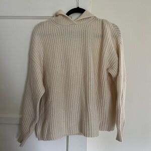 Lou & Grey 100% Cashmere Ivory Hoodie Small